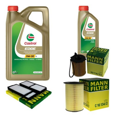 MANN Inspektionspaket 6L CASTROL EDGE 5W-30 C3 für Mazda 5 1.6 CD