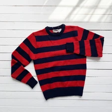 Strawbridge Clothier 70s vtg red navy blue striped sweater