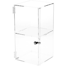 Plymor Clear Acrylic Square Locking Display Case, 1 Shelf, 16" H x 8" W x 8" D