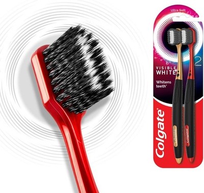 Visible White O2 Manual Toothbrush for Adults- 2 Pcs Helps Prevent Bad Breath