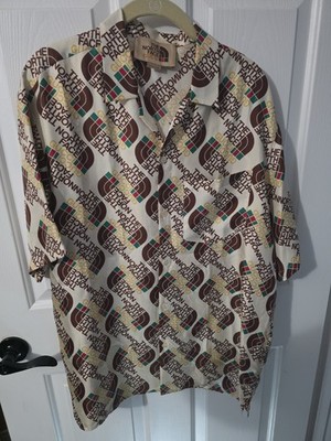 Gucci × The North Face Silk Web Twill 50 XL Button Up Shirt Logo Bowling Hawaii