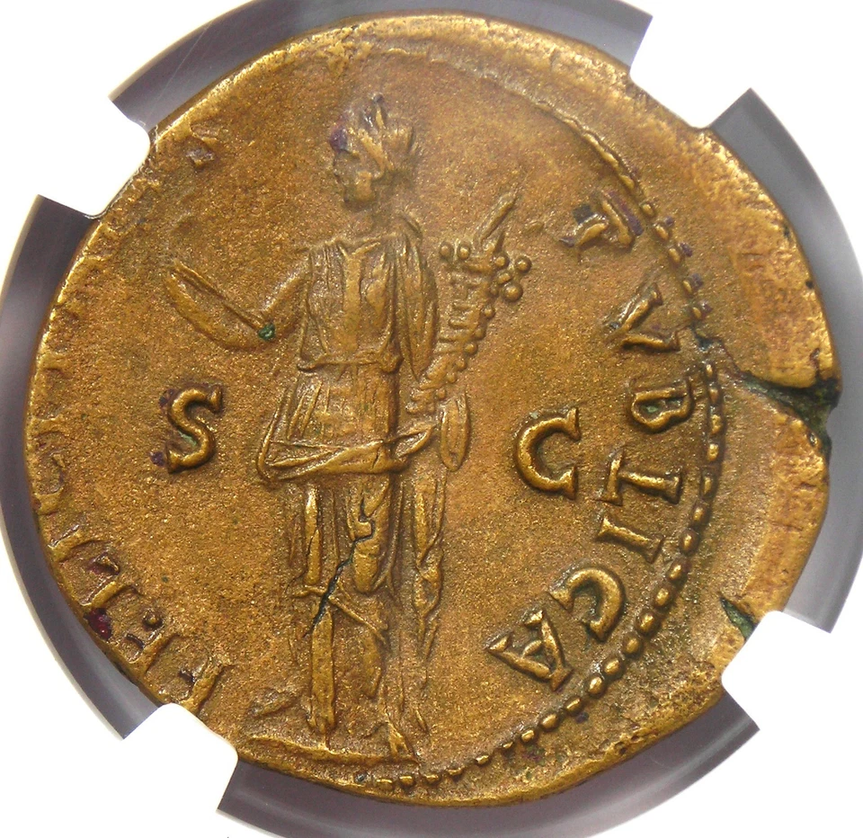 Vespasian AE Dupondius Roman Copper Coin 69-79 AD - Certified AU - Rare! - Image 4 of 4