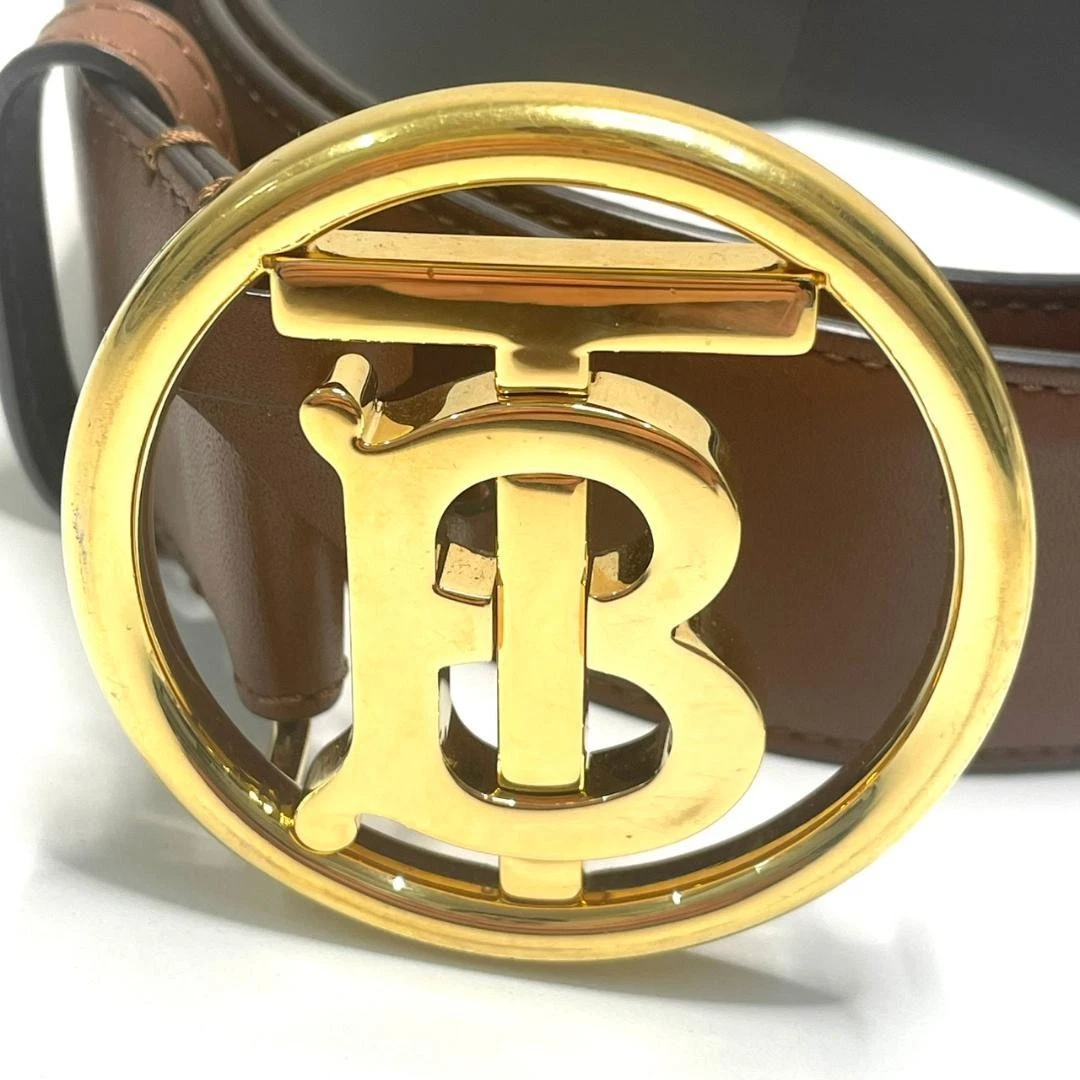 Burberry Tan and Gold womens belt size 32 Burberry Check Belt Gold Buckle Size 32/80 NWT – Fabric  main image 4