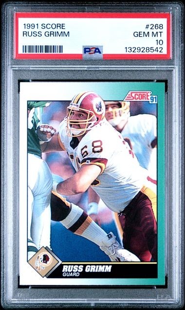 1991 SCORE #268 RUSS GRIMM PSA 10 GEM MINT HOF POP 13 REDSKINS