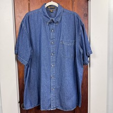 Harriton M550 Men s Blue Denim Shirt 3XL Long Sleeve 100 Cotton Workwear