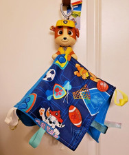 RUBBLE PAW PATROL- BABY SECURITY QUILT BLANKET - WITH SENSORY TAGS - HOME SEWN