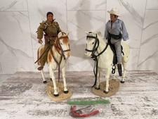 Marx Lone Ranger Tonto Action Figures with Horses Removable Accessories Read