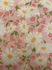 70s Vtg Fieldcrest Perfection Pink Daisy Flower Power Twin Flat Sheet 72 X 104