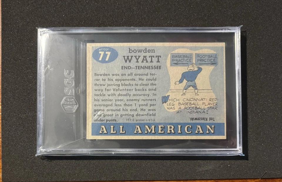 1955 Topps #77 Bowden Wyatt RC Tennessee - Image 2 of 2