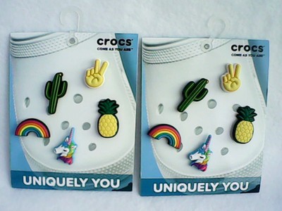 TWO Crocs Uniquely You Unicorn Rainbow Pineapple Peace