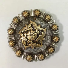 WESTERN HORSE TACK ANTIQUE GOLD ENGRAVED COLOMA BERRY 1-1/4" CONCHOS  screw back