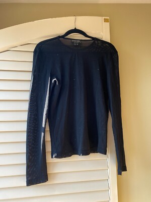 Tripp NYC Black Mesh Longsleeve Top Medium Goth Emo Punk