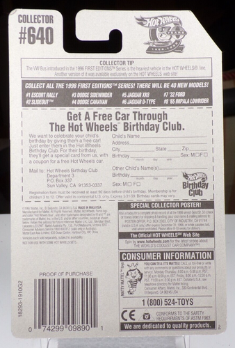 Hot Wheels Slideout #640 First Editions #2 of 40 1998 MOSC - Picture 2 of 2