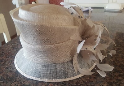 Balfour Hat designed by EMMA B ~ Champagne ~ Feathers  display picture 2