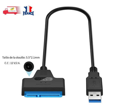 SATA vers USB 3.0 2.5" 3.5"HDD SSD Disque dur Converter Câble Adaptateur