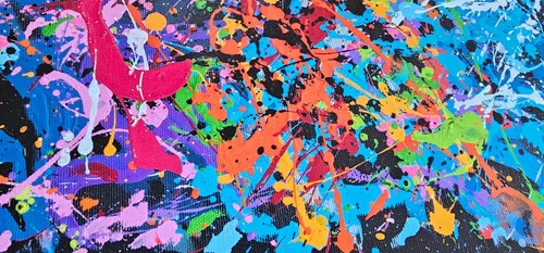Yoav Pour Hand Signed 5/95 hand Embellished colorful abstract art on canvas - Picture 5 of 10