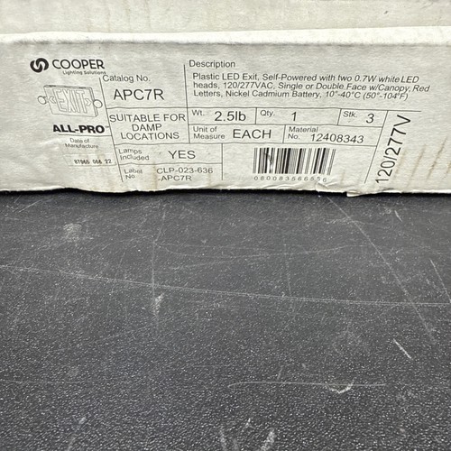 (1) COOPER APC7R Combo Exit Sign/Emergency Light LED 2-Head Red Letters APC7R - Picture 4 of 4