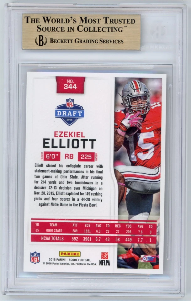 POP 1: Ezekiel Elliott RC BGS 9.5: 2016 Score Jumbo Red Zone Rookie Gisto /35 - Image 2 of 4