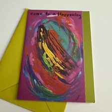 Vintage Panda Prints Inc Come to a Happening Party Invitation Card Abstract Art