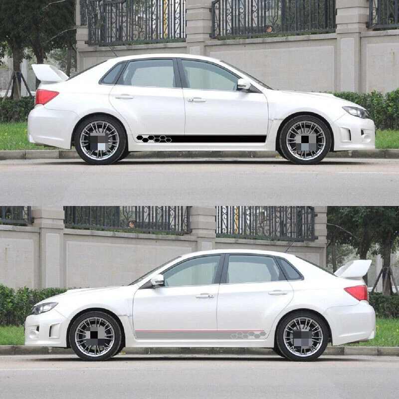 Pegatinas faldón lateral puerta coche carreras colmena rayas para Subaru Impreza WRX STI Foto 2 de 4