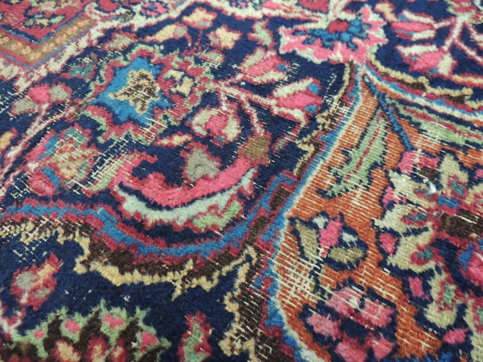 9x12 10x12 Antique Kashaan Oriental "Ralph Lauren Style" rug Red Blue Navy Worn eBay