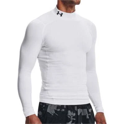 Under Armour ColdGear Compression Mock Herren Lauftop Weiß Langarm Run