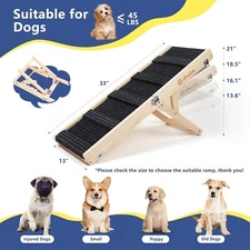 iPetba Foldable Ramp for Small Dogs 21"  - Wooden Dog Ramp for Bed Sofa Car