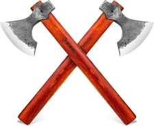 16" Champion Throwing Axe Set, 2 Pack Throwing Axes and Tomahawks with 1065 High