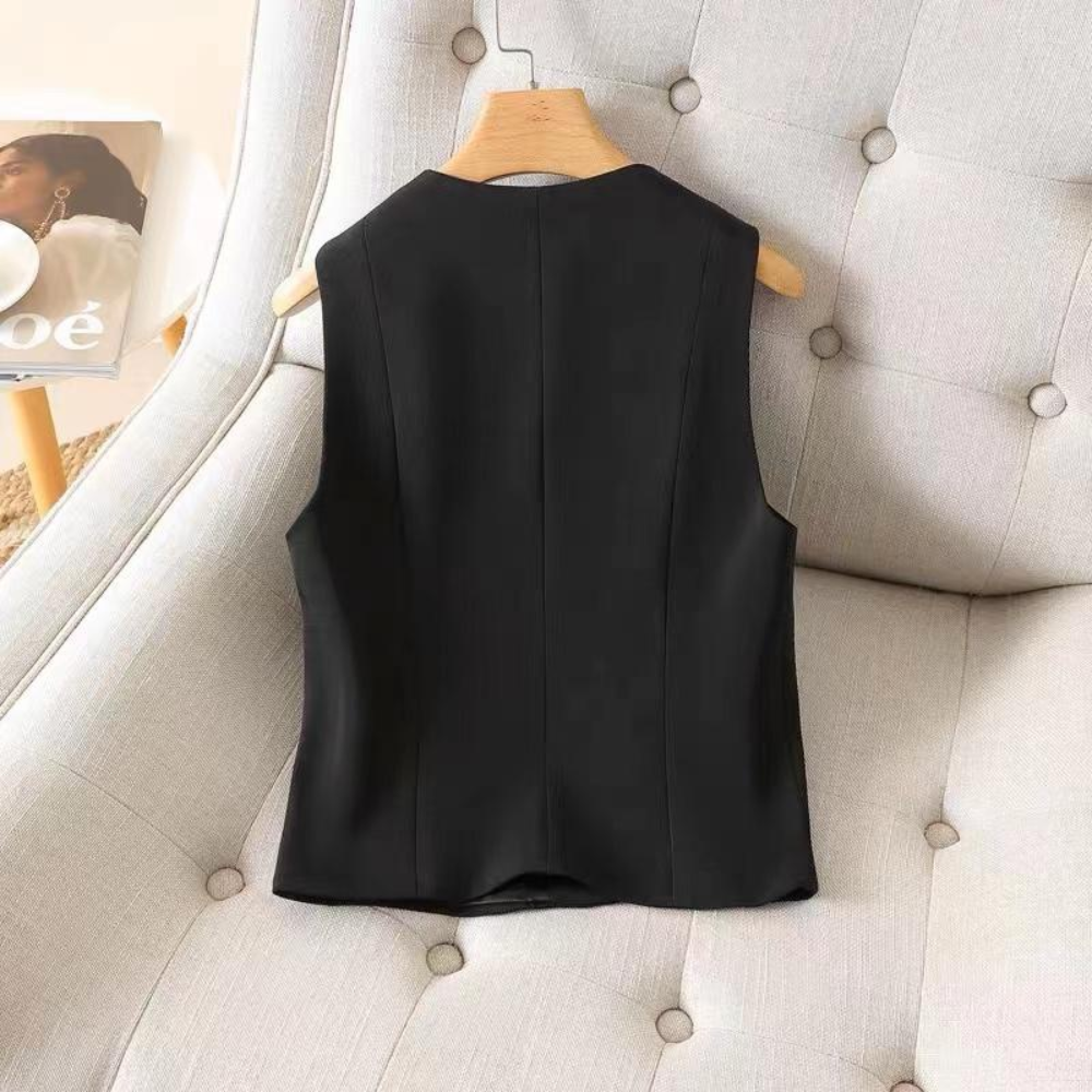 Damen Smart Casual Blazer Weste Gilet Tank Top Ärmellose Jacke