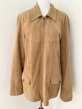Sundance Catalog Jacket Womens Sz 14 Brown Leather Suede Zip Front Barn Shacket