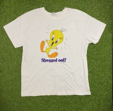 Vintage Looney Tunes Mens Shrit 2XL XXL Single Stitch Tweety Bird Stressed Out