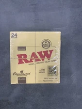 New Raw classic Connoisseur King Size Slim plus Tips Rolling Paper 24 Box