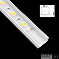 "1M Alu-Profil \"Slim\" (14X7Mm) In Weiß Eloxiert Inkl. Klarer Abdeckung"