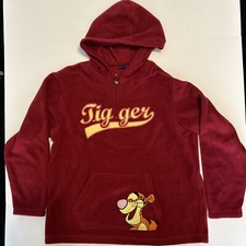 Disney Store Tigger 1/4 Zip Fleece Red Sweater Hoodie Size XL