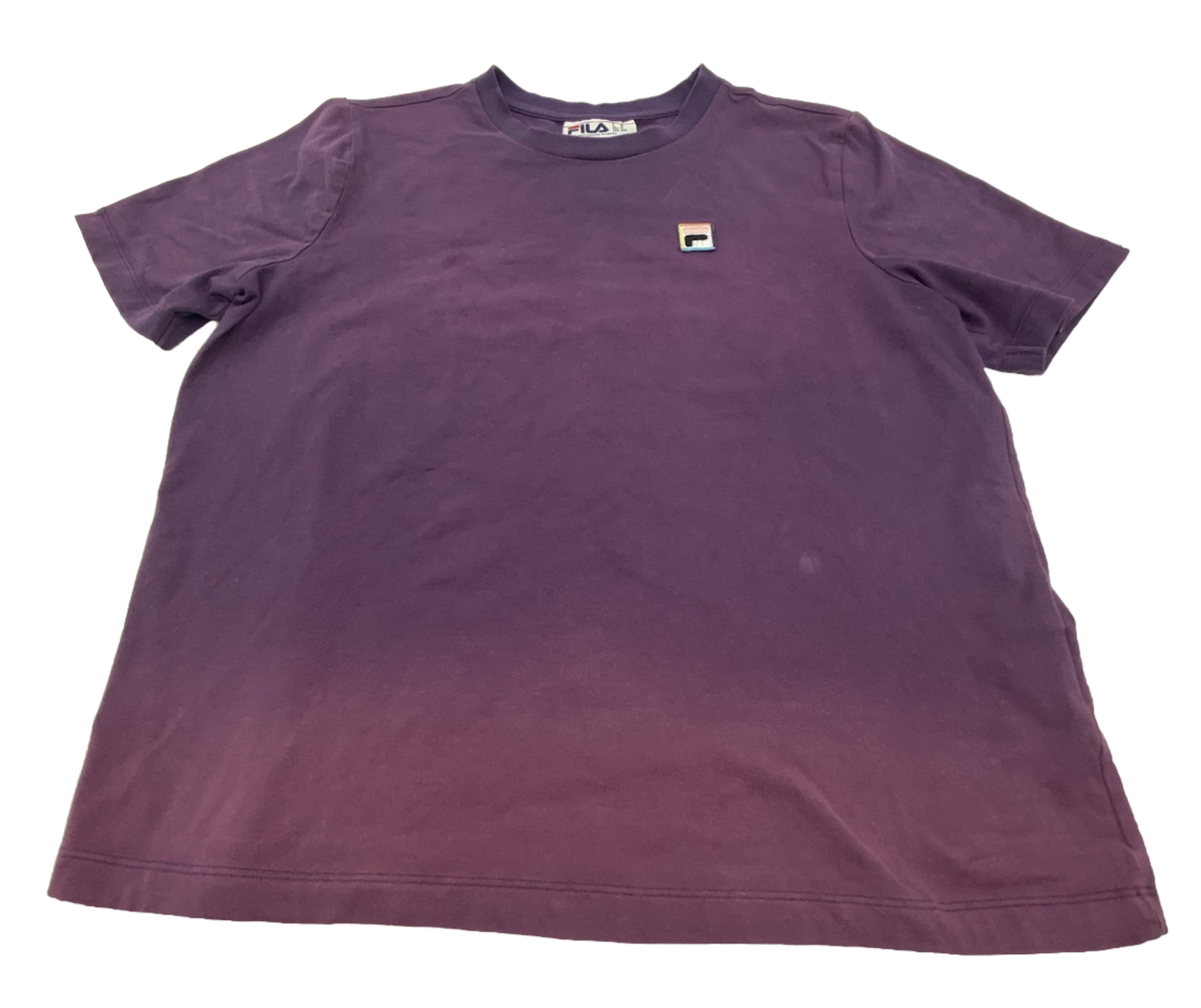 FILA T shirt viola classica logo F camicia manica corta taglia media buona usata