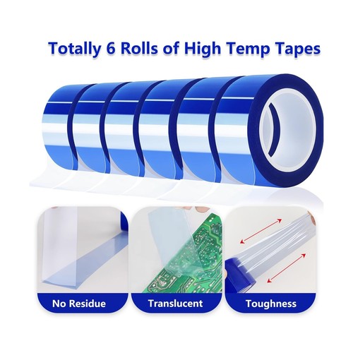 6 Rolls 20mm x16m(52ft) Blue Heat Resistant Tape,Heat Transfer Tape for H - Picture 4 of 7