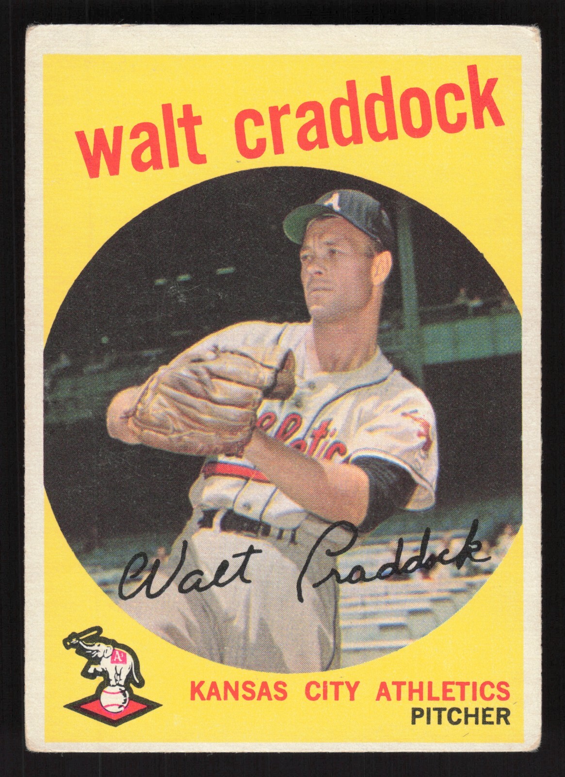 1959 Topps Walt Craddock Rookie 281 Kansas City Athletics Vintage
