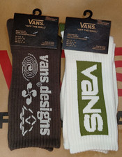  2 pairs Vans Crew Socks Women's 6.5-10 Brown White VN000HTBFS8/VN000HTBD4C