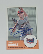 JESSE BIDDLE SIGNED AUTO'D 2012 TOPPS HERITAGE MINORS CARD #127 PHILLIES BRAVES
