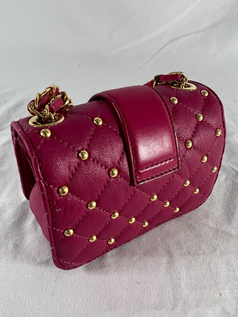 DSQUARED2 Pink Quilted & Studded Leather Chain Link Mini DSQUARED2 Pink Quilted & Studded Leather Chain Link Mini