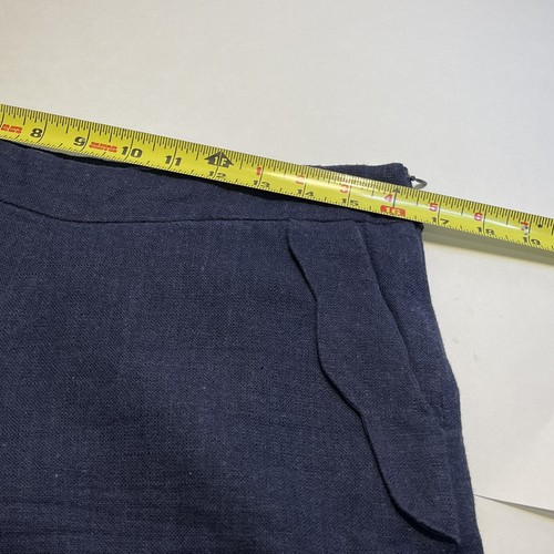Cynthia Rowley Women’s Linen Blend Scalloped Navy Shorts Size 6 Lined Side Zip - Picture 5 of 8