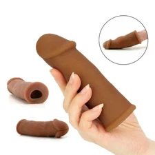 Add 2" Black Penis Extension Extender Cock Sleeve Sheath Girth Enhancer Enlarger