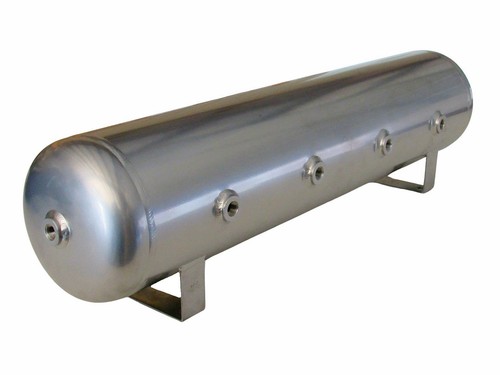 5 Gallon SILVER Powder Coated 7 Port Aluminum Air Tank Air Suspension - 200 PSI - Picture 2 of 7