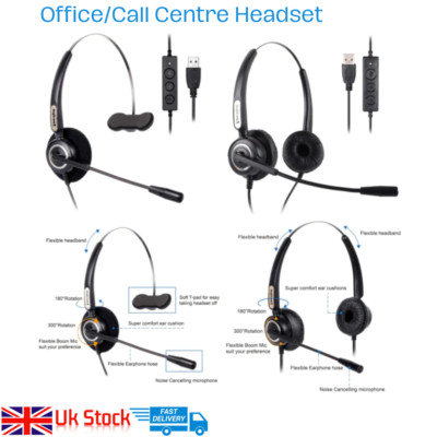 USB Kopfhörer Headset mit Mikrofon Noise Cancelling für PC Laptop Chat Anruf