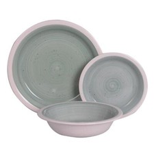 Servizio di Piatti da Tavola in Ceramica Tendenza Fondo Grigio 18 pezzi