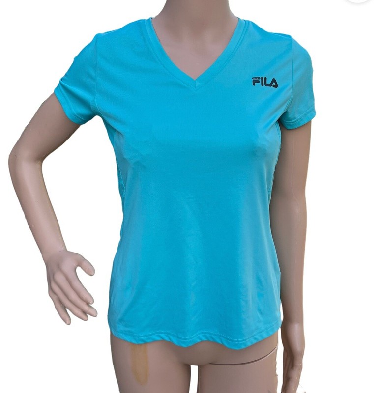 Fila Logo Sports Athletic Blue Top Stretch Women’s Size S