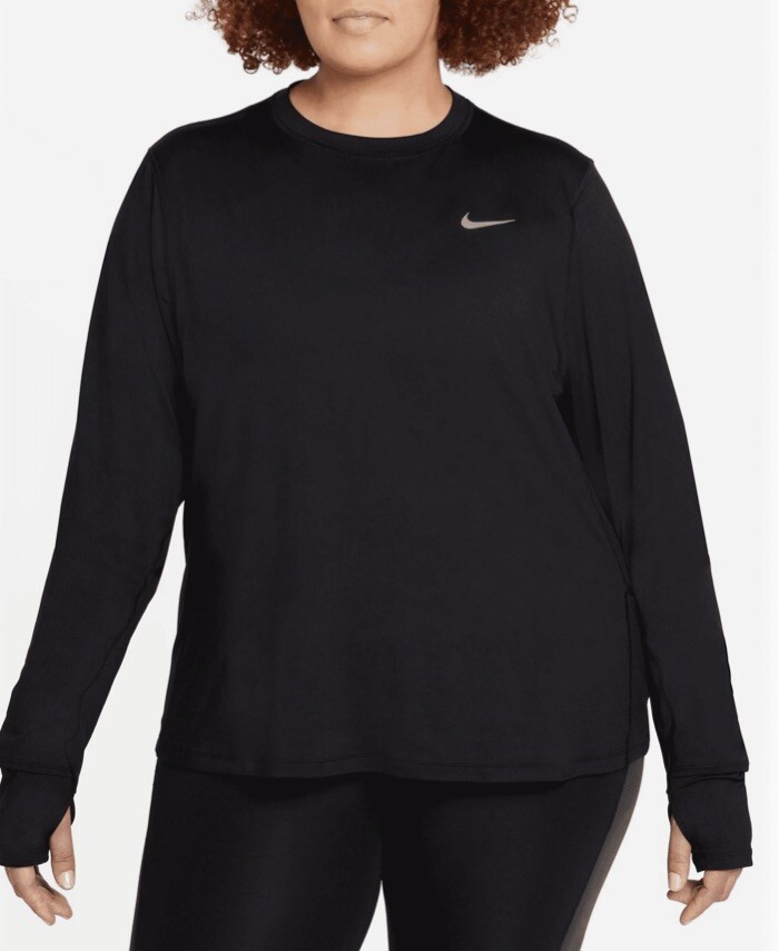 Nike Women's Running Crew Top Pullover Black Brand New Plus Size