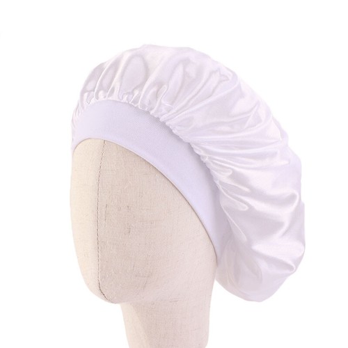 Girls Satin Night Sleep Cap Baggy Bonnet Hat Head Cover Wide Band Adjust Elastic - Picture 23 of 24