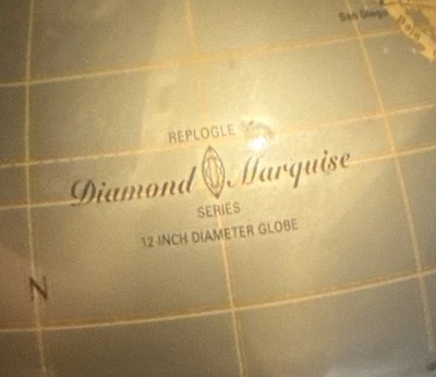 Replogle Diamond Marquise Globe w Lucite Stand Mid Century Modern