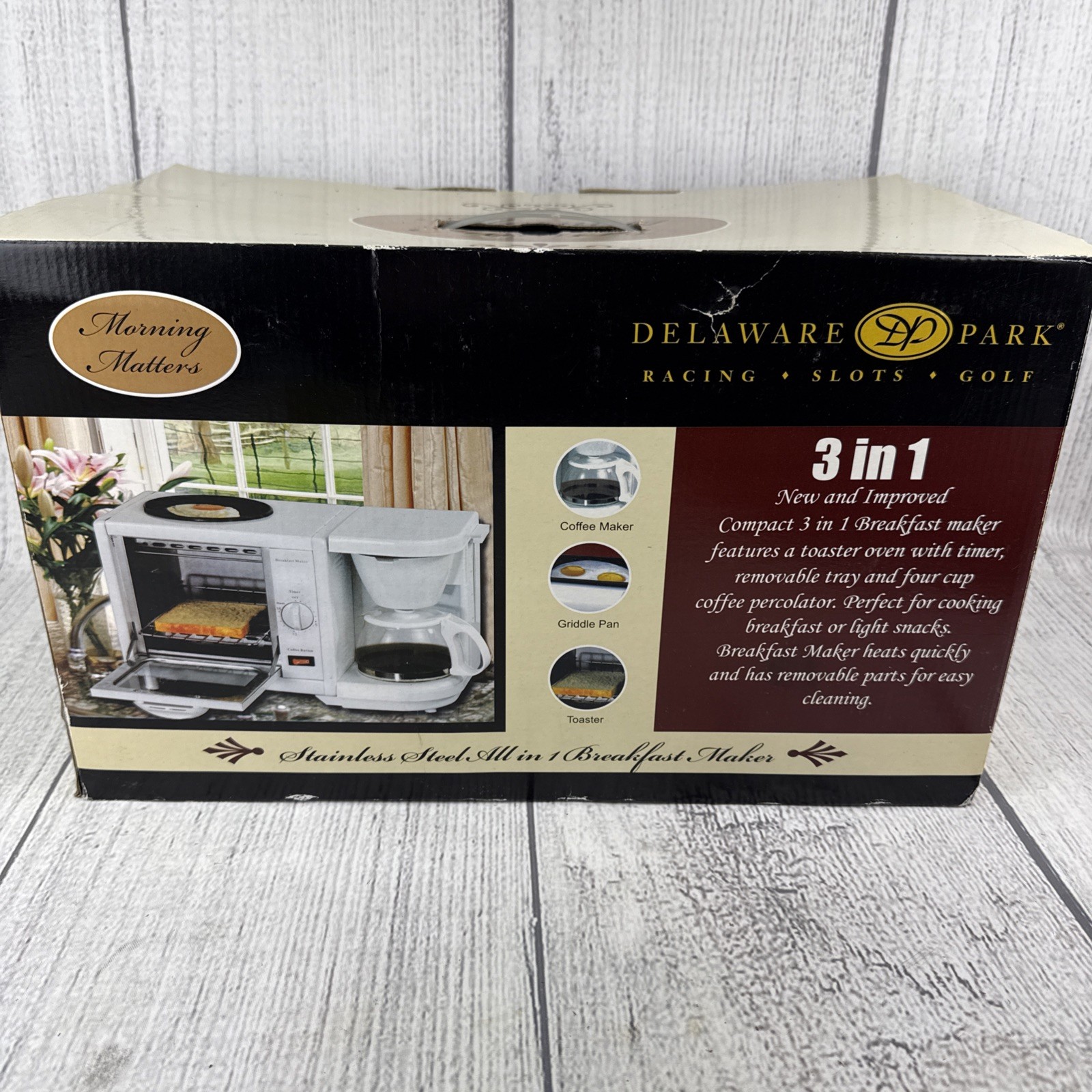 Elite Cuisine Breakfast Deluxe 3 in 1 Toaster Oven Coffee Griddle EBK-200B New 